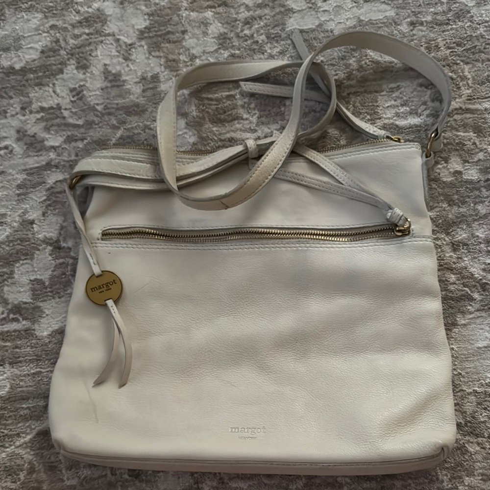 Margot beige/gray Crossbody Bag with Gold Hardware